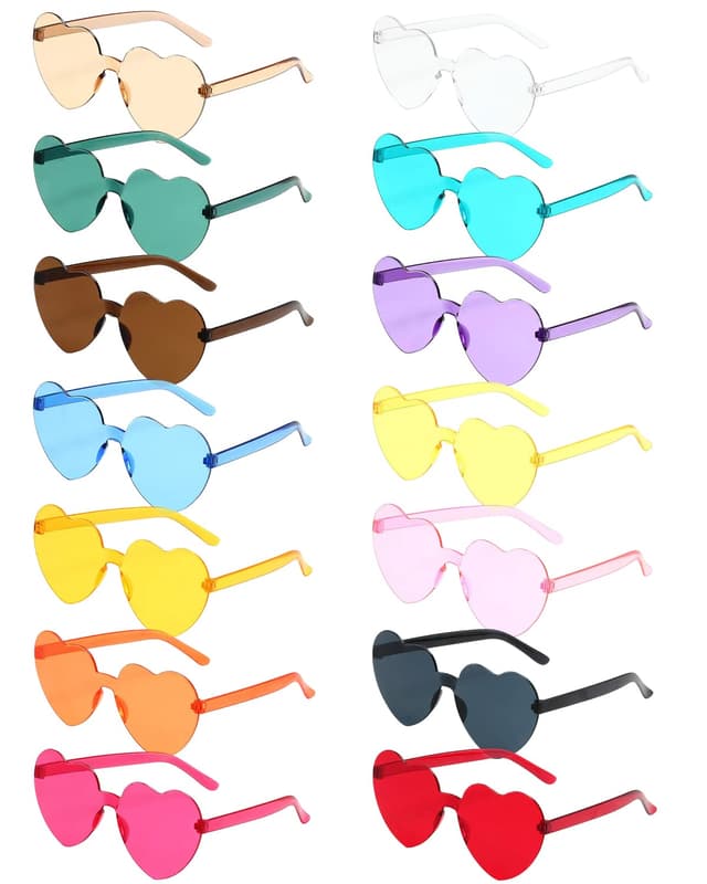 PARSUP 14 Paar Randlose Sonnenbrillen in Herzform - Junggesellenabschiedsgeschenke 👓💖🌈