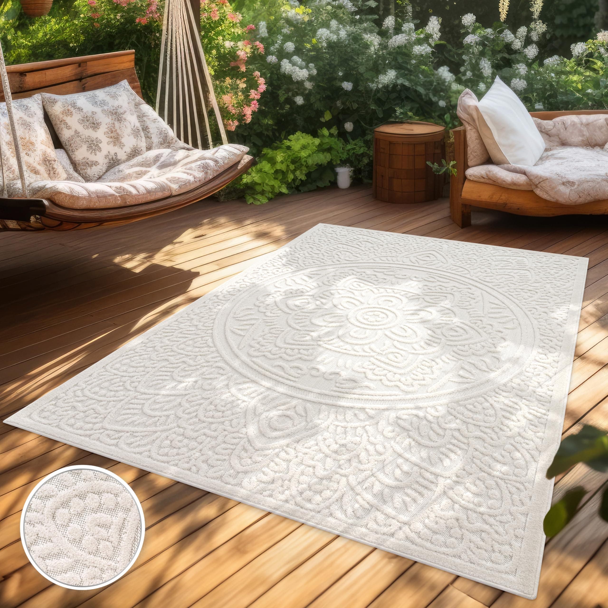 Paco Home Teppich In- & Outdoor 🌿 Modernes abstraktes Boho-Design mit 3D-Struktur 🏡 Robust & wetterfest ✨