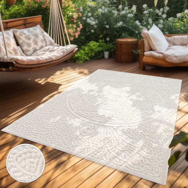 Paco Home Teppich In- & Outdoor 🌿 Modernes abstraktes Boho-Design mit 3D-Struktur 🏡 Robust & wetterfest ✨
