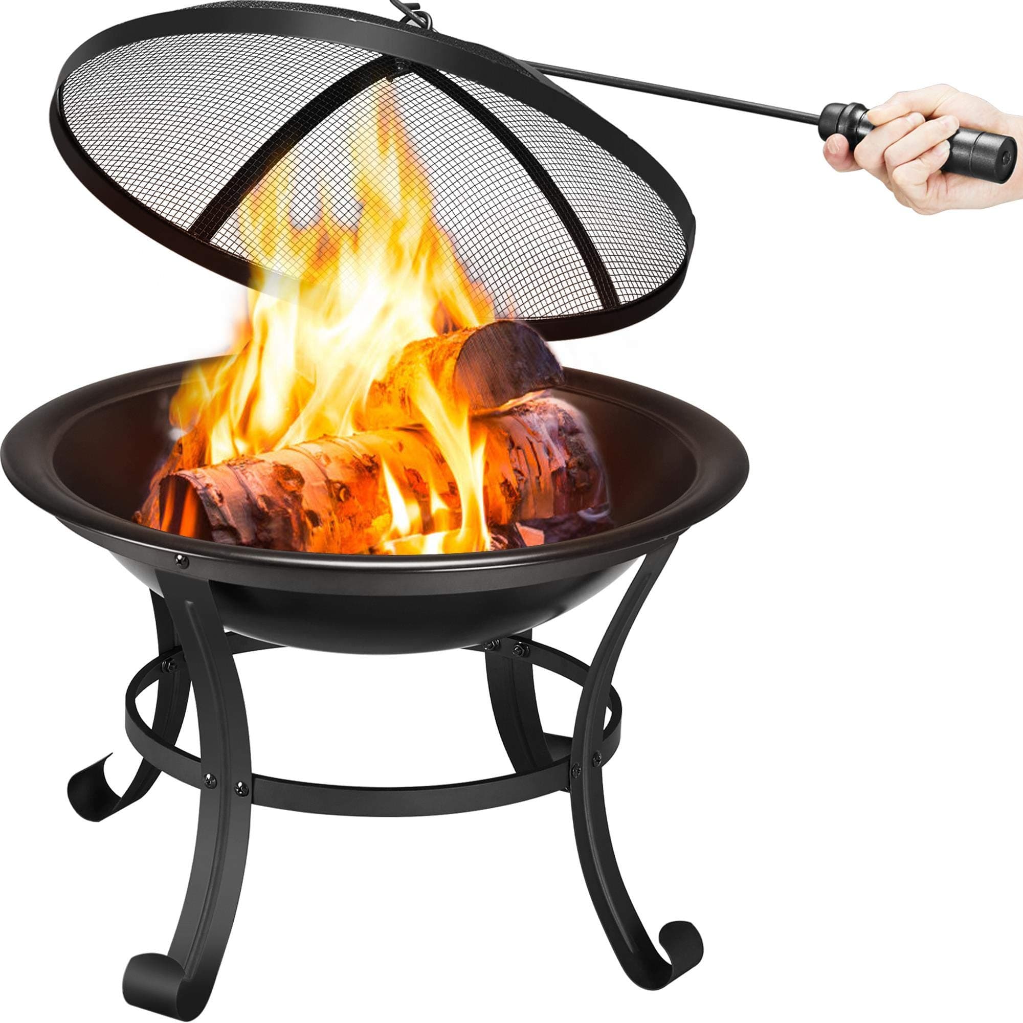 Yaheetech φ54 cm Feuerschale Garten Feuerstelle mit Schürhaken und Kohlerost 🌞