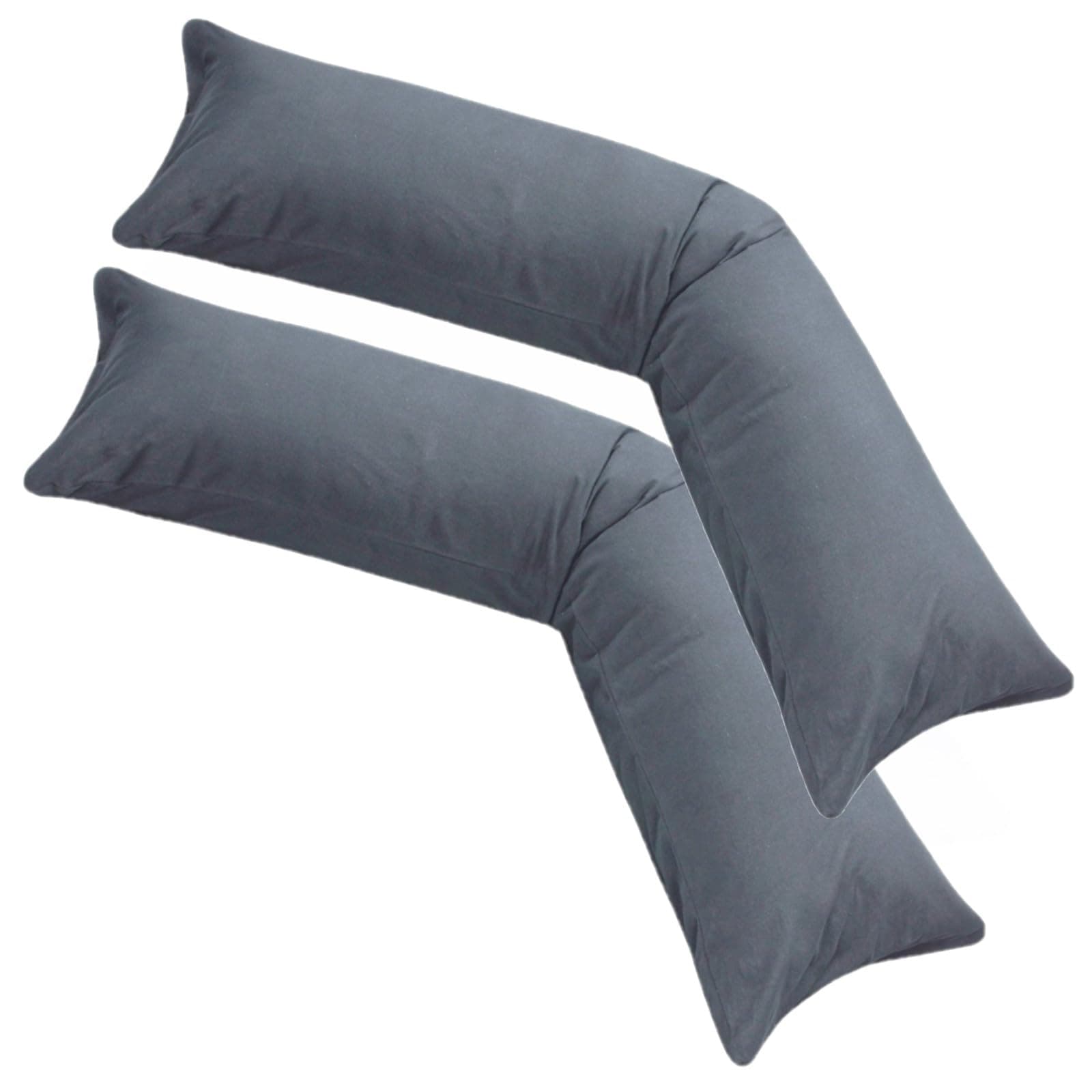 🌙 MOON 2er Pack Seitenschläferkissen Bezug Jersey Kissenbezug anthrazit 40x145 2er Pack 40x145 Anthrazit 🌟
