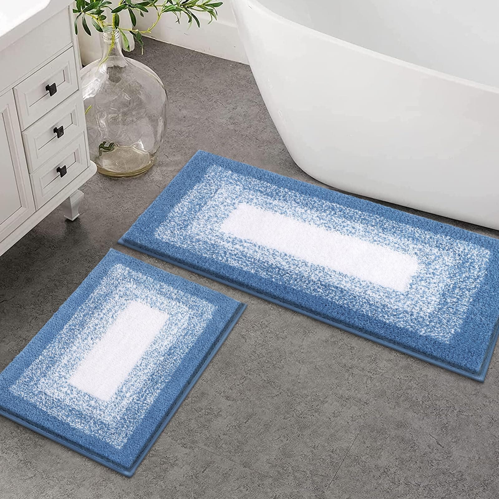 Enyhom Mikrofaser Badteppich Set 2 Teilig Blau 🛁🚿