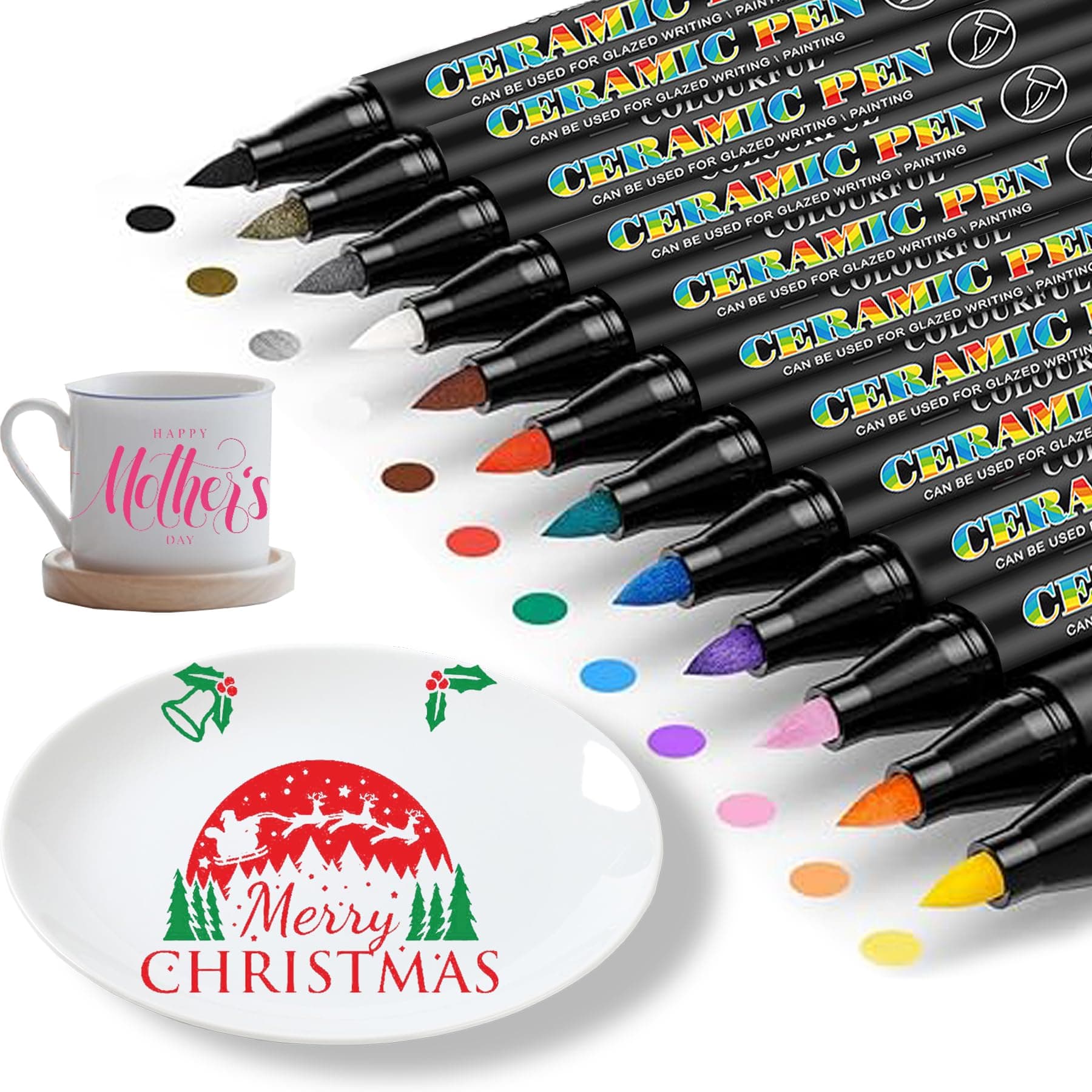 Topspitgo Porzellanstifte Set 🎨✨ Spülmaschinenfest - 12 Farben