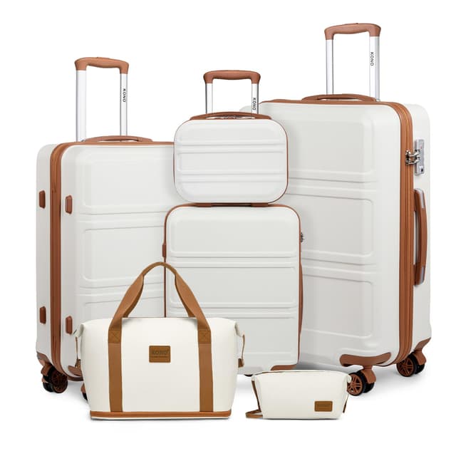 🌟 Großartiges Kofferset: KONO 6tlg Reisekoffer Set in Creme Weiß 🧳