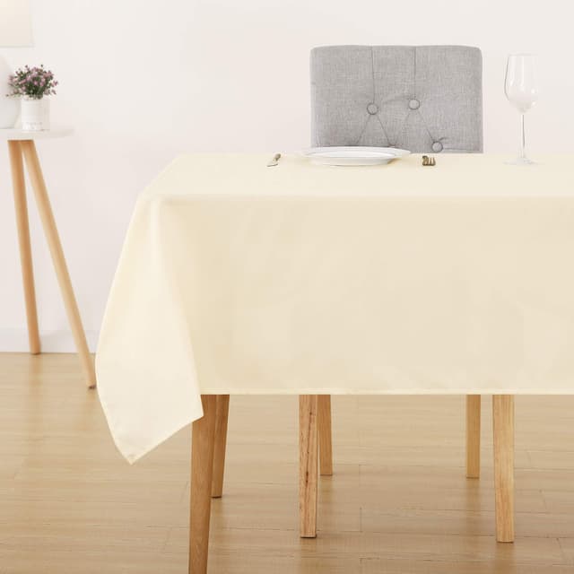 Deconovo Tischdecke Wasserabweisend Tischwäsche Lotuseffekt Tischtücher 130x280 cm Creme 🌸🍽️