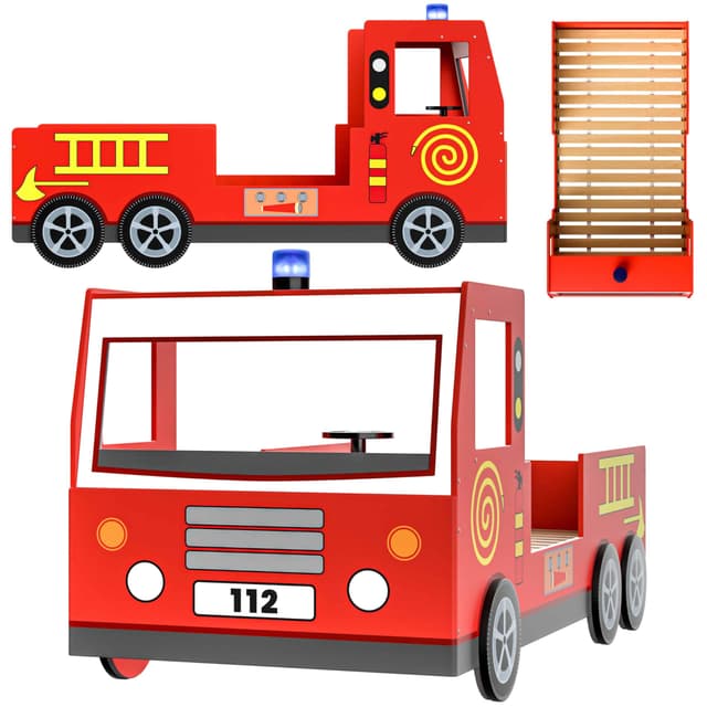 🚒🔥 Casaria® Kinderbett 90x200cm mit Rausfallschutz 3D Design 🔥🚒