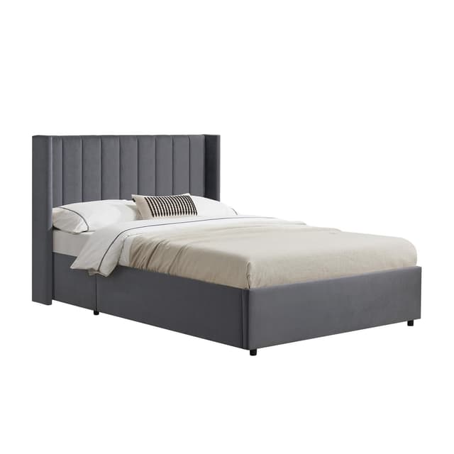 🛏️ Juskys Polsterbett Savona 120x200 cm Dunkelgrau mit Stauraum