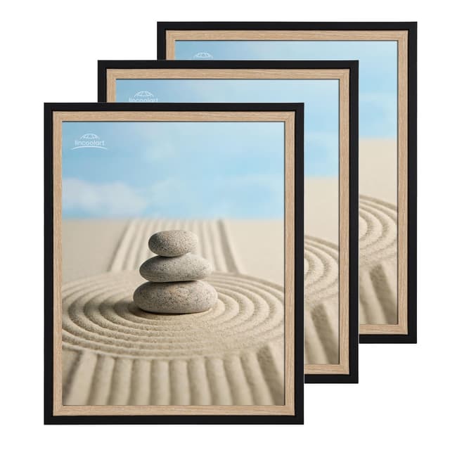 Lincoolart Bilderrahmen 30x40 cm Schwarz Holz Rahmen 3er Set 🖼️