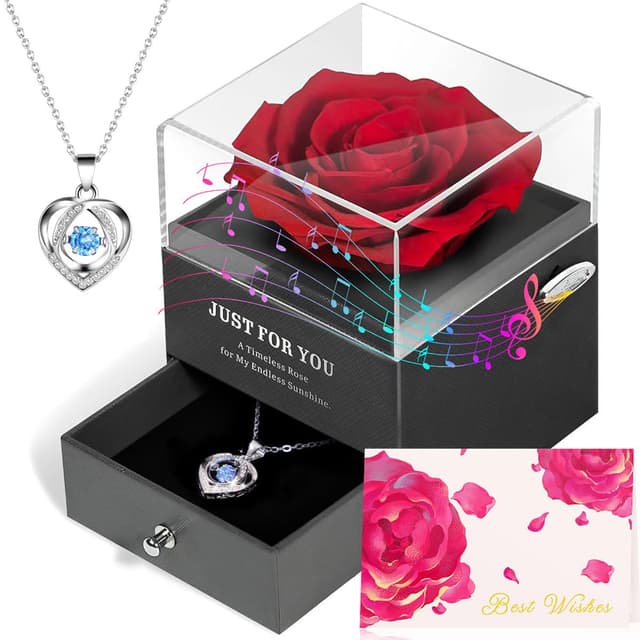 ADDWel Ewige Rose & Halskette mit Spieluhr - Perfektes Geschenk für besondere Anlässe ❤️🌹🎶