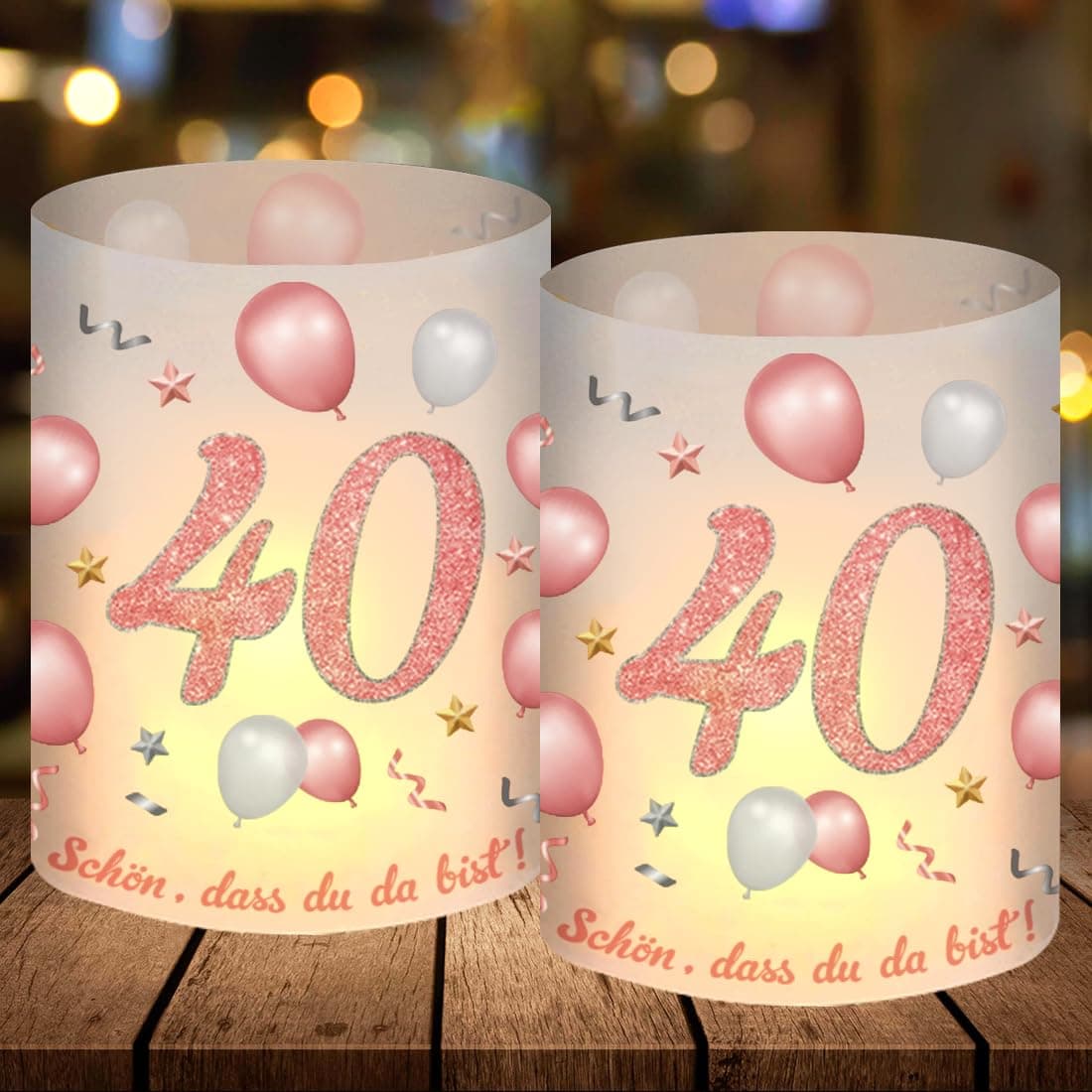 12 Windlicht Tischdeko 40. Geburtstag Rose Gold 🎉