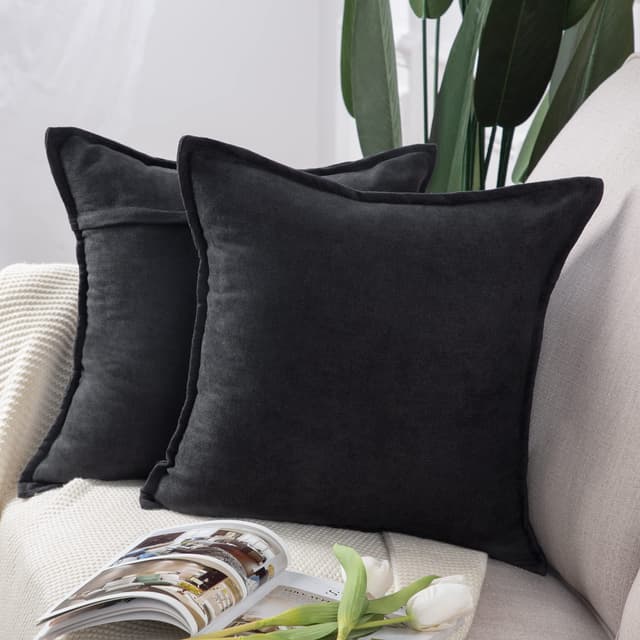 Madizz 2er Set Kurzen Chenille Zierkissenbezüge 🛋️🖤