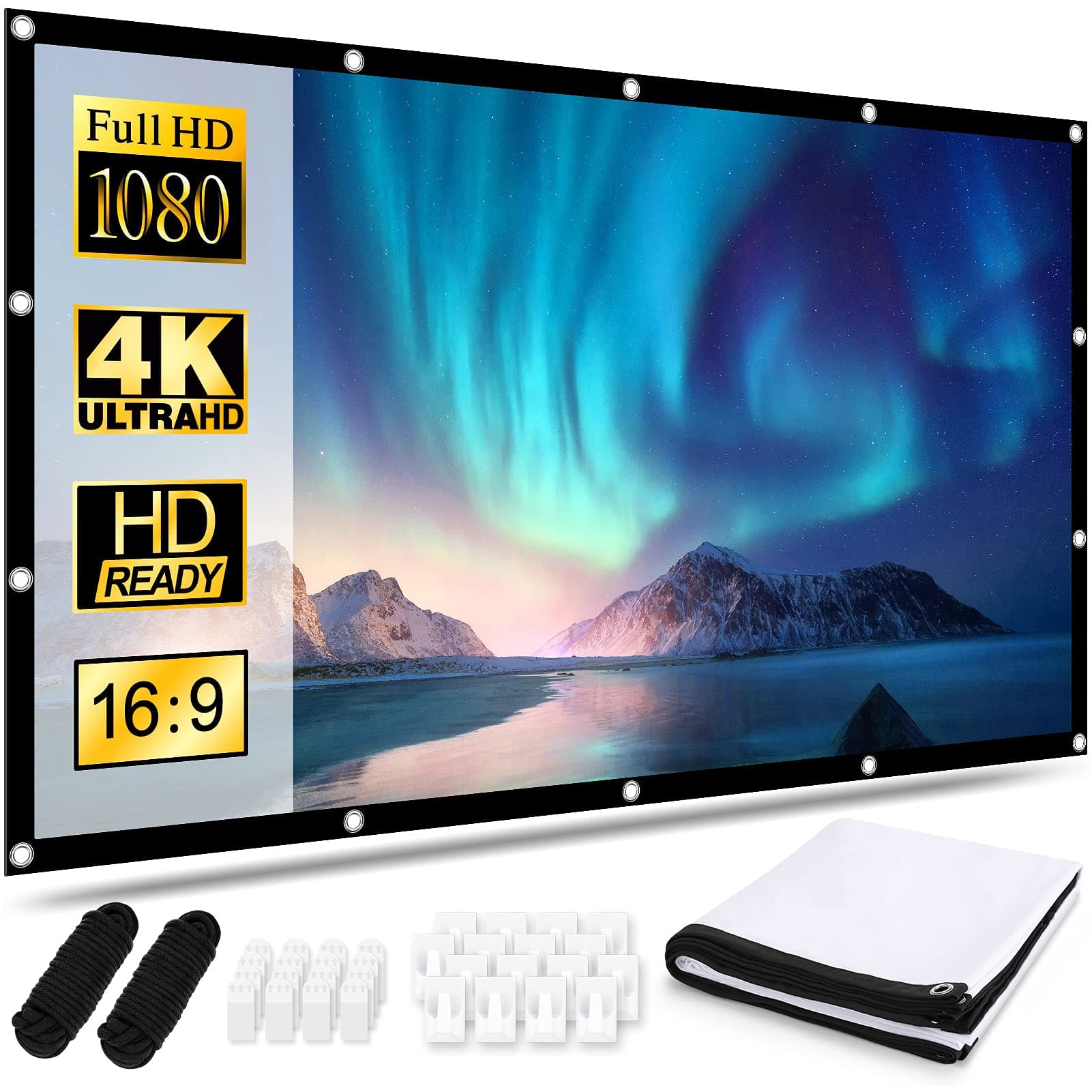 🌟 Osoeri Leinwand Beamer 100 Zoll, 16:9 HD Faltbare Leinwand 🎥