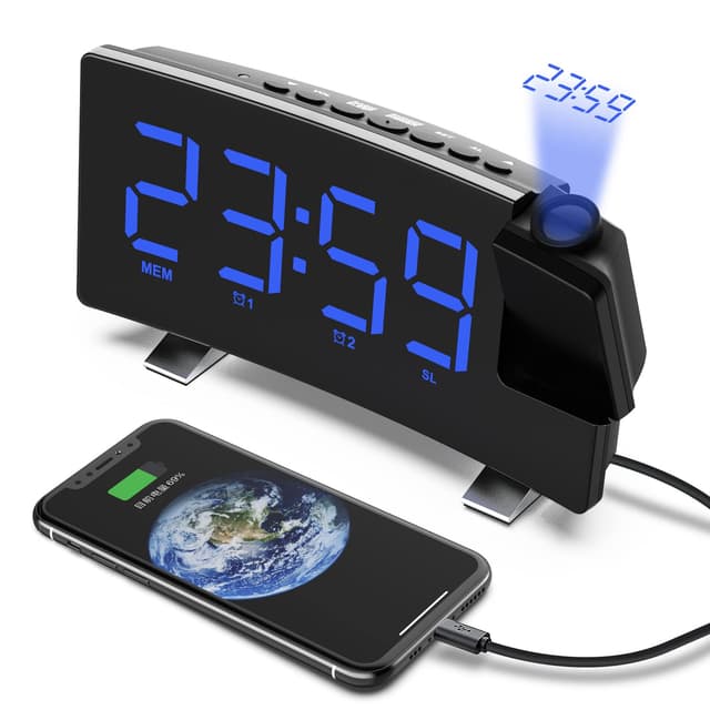 🕰️ VORRINC Projektionswecker mit USB-Anschluss und FM-Radio 📻