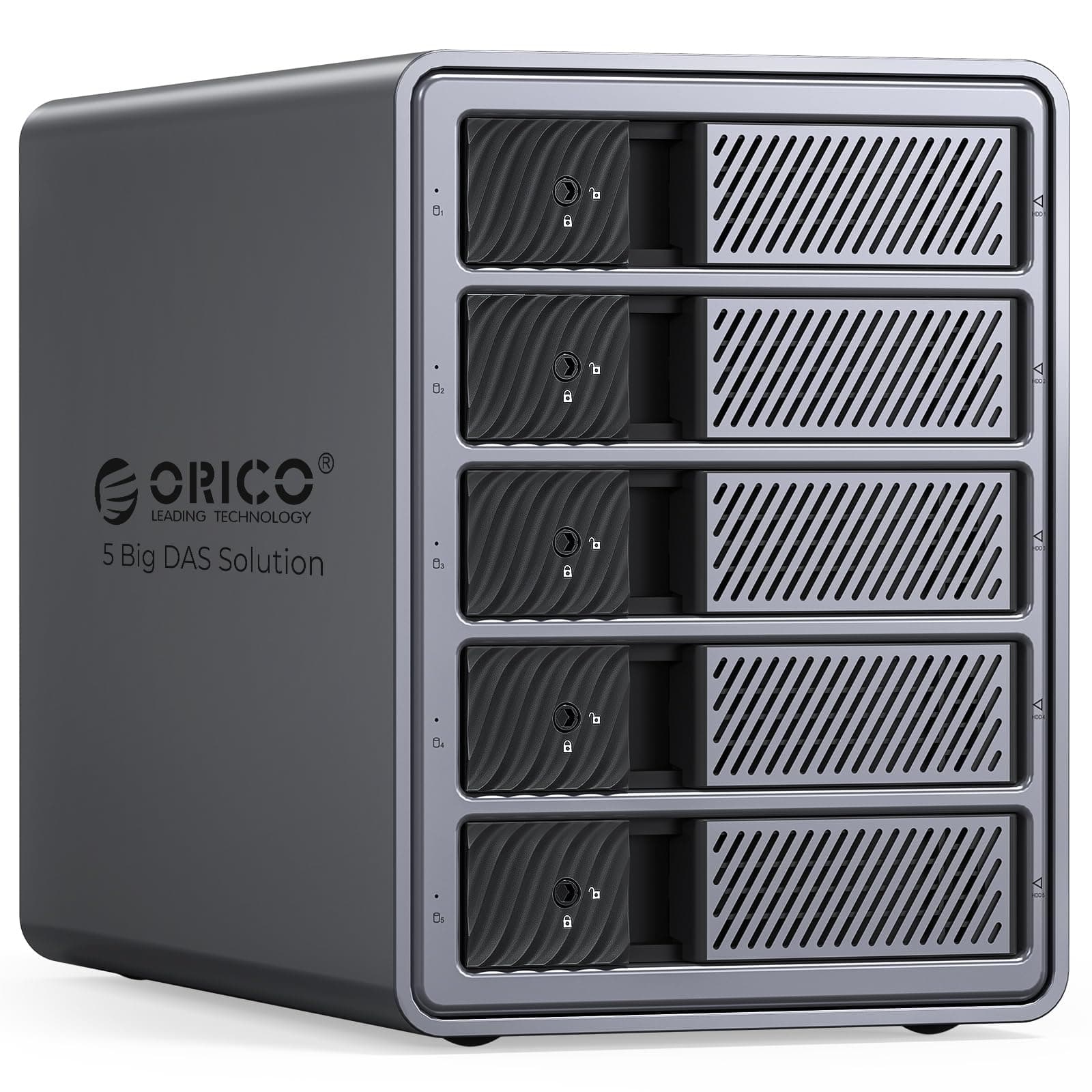🚀 ORICO Aluminium Festplatten Gehäuse für 5 Festplatten, USB 3.0 HDD Dockingstation für 3,5 Zoll HDD bis zu 22TB