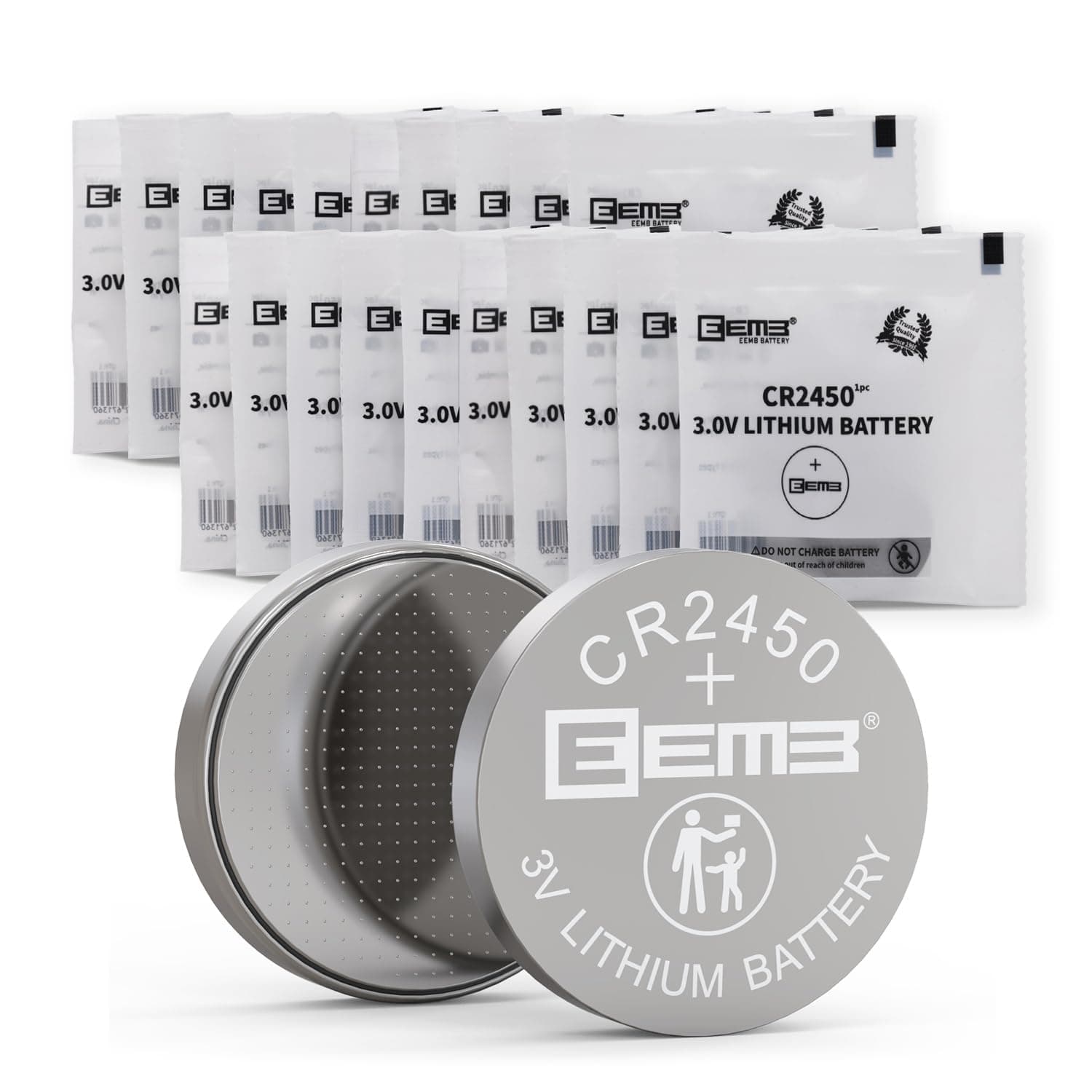 🔋 EEMB 20 Stück CR2450 3V Lithium Knopfzellen CR 2450 Batterien DL2450 ECR2450 BR2450 für Uhren Teelichter Duftkerzen Alarmanlagen Autoschlüsselanhänger Fernbedienungen Taschenrechner 🔋