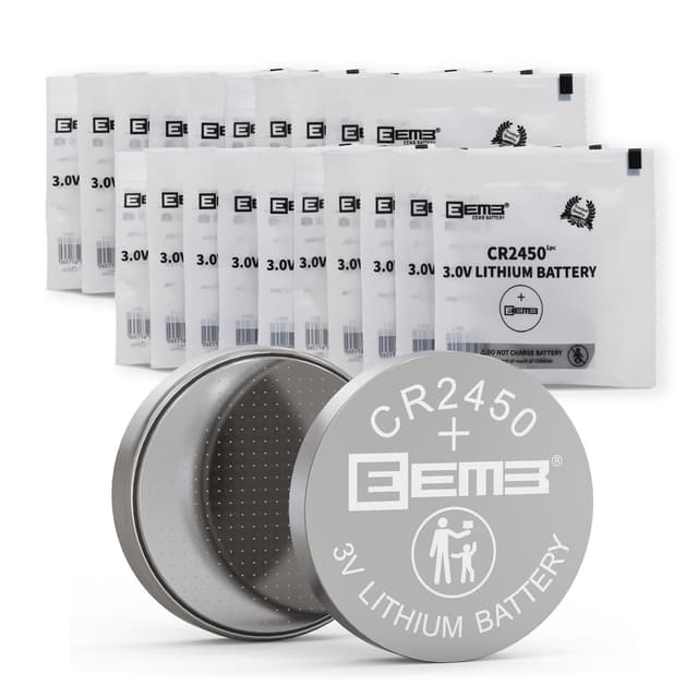 🔋 EEMB 20 Stück CR2450 3V Lithium Knopfzellen CR 2450 Batterien DL2450 ECR2450 BR2450 für Uhren Teelichter Duftkerzen Alarmanlagen Autoschlüsselanhänger Fernbedienungen Taschenrechner 🔋