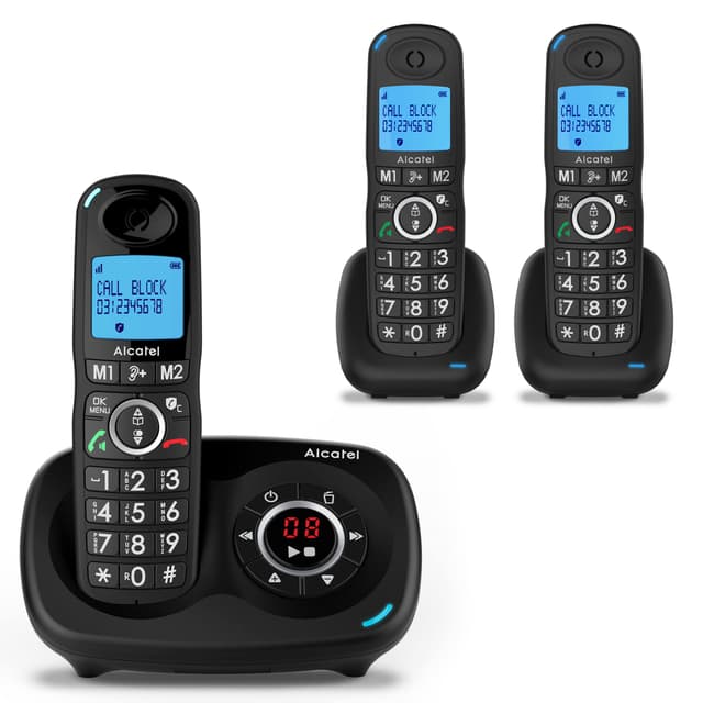 📞🔒 Alcatel XL595 Voice Trio Großtastentelefon mit 3 Mobilteilen und Anrufbeantworter