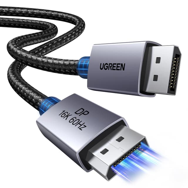 UGREEN 16K Displayport Kabel 2.1 16K 10K 60Hz 8K 120Hz 4K 240Hz 165Hz 144Hz, DP kabel 80Gbps mit HDR, FreeSync, G-Sync, DSC 1.2a, HDCP 2.2 für PC, HDTV, Gaming Monitor (2M) 2M 16K 60Hz 🎮