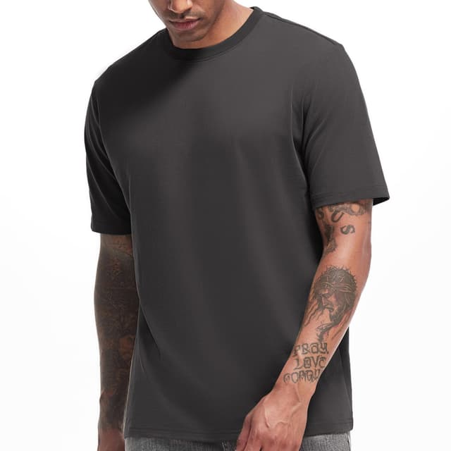 VEIISAR Herren Dickes Rundhals Langarm T-Shirt - Herren 100% Baumwolle Heavy Duty Pre Shrink T Shirt T2 Dark Grey M ⭐️👕