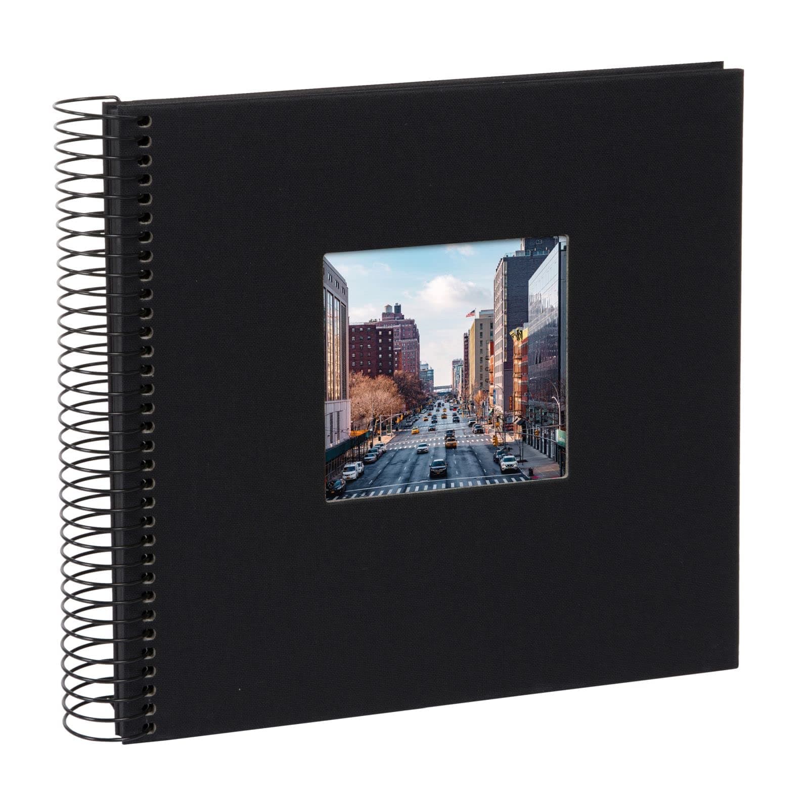 📸 Goldbuch Spiralalbum Bella Vista | Erinnerungsalbum aus Leinen | Fotoalbum mit 40 Schwarze Seiten | Foto Album 20 x 20 cm