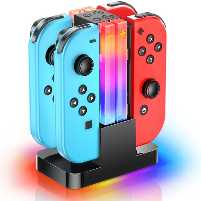 Wenocally Switch-Controller-Ladestation mit 6 RGB-Lichtmodi und Timerfunktion