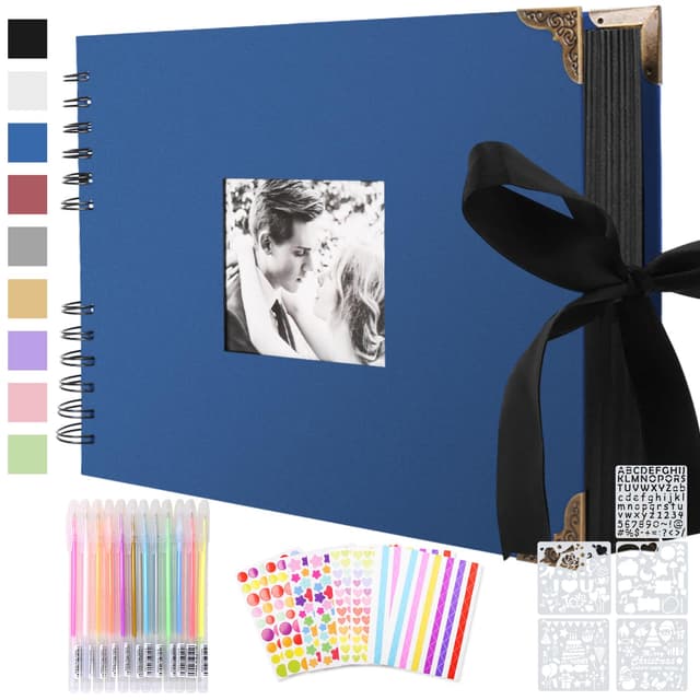 📸 Fotoalbum zum Selbstgestalten - Scrapbook 80 Schwarze Seiten Fotobuch zum Einkleben 🎁