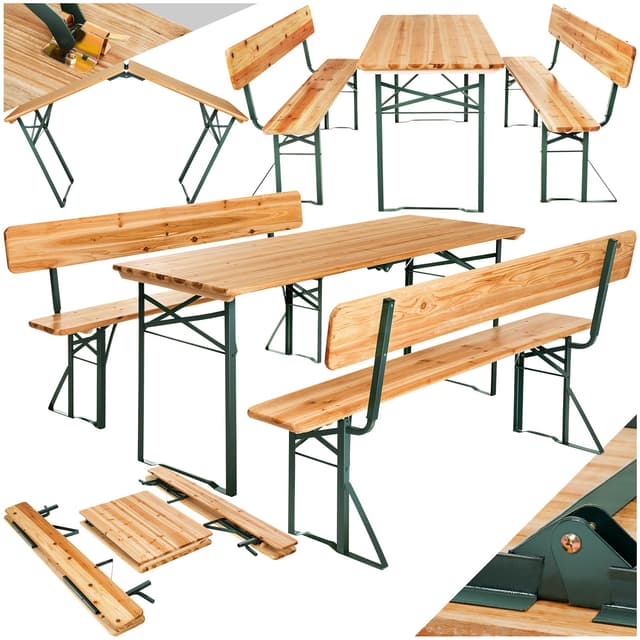 🍻🪑 Tectake® Bierzeltgarnitur mit Lehne - Gartenmöbel Set für gesellige Runden 🪑🍻