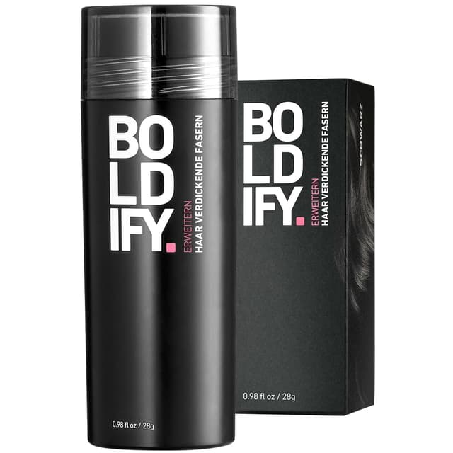 Boldify Streuhaar für Dünner Werdendes Haar (Schwarz) 🌟 Natürlich & Unsichtbar 🌟 Haarverdichtung in 15 Sek 🌟 Haarpuder für Frauen/Männer
