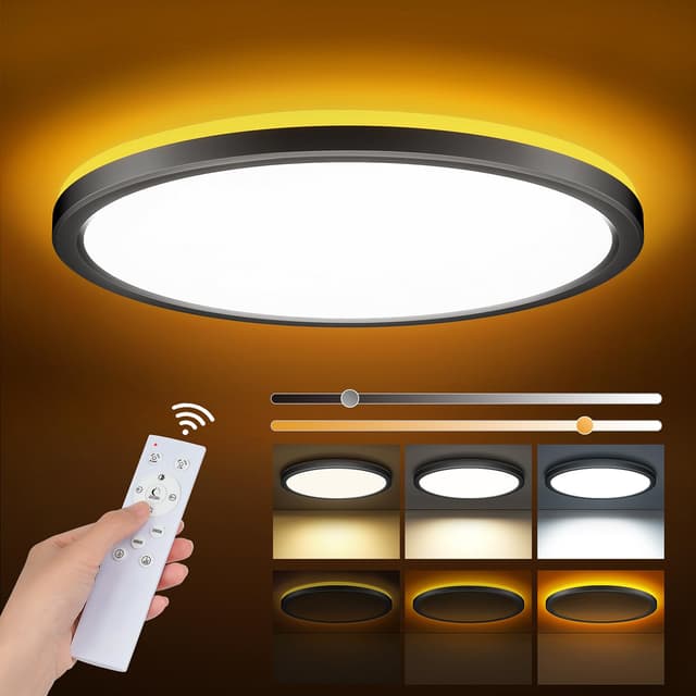 LED Deckenleuchte 24W Dimmbar mit Fernbedienung und Nachtlicht