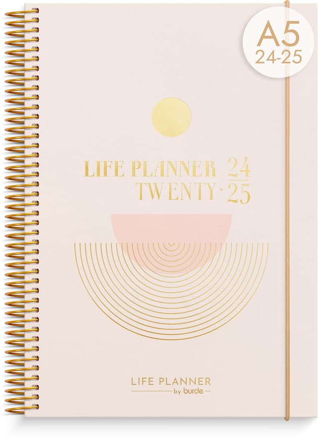 Burde Kalender 2024/2025 Life Planner Pink 📅📒🌸 | Jul 29 2024 bis Aug 24 2025 | auf Deutsch | Rosa Wochenplaner | 21.5x16cm | Mit Aufklebern