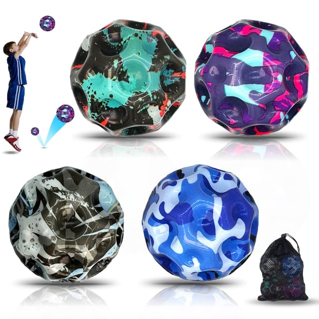 🌌 ROMINVIC Jump Ball, 4 Stück Moon Ball Original - Flummies Galaxy für Boys M10 🌙