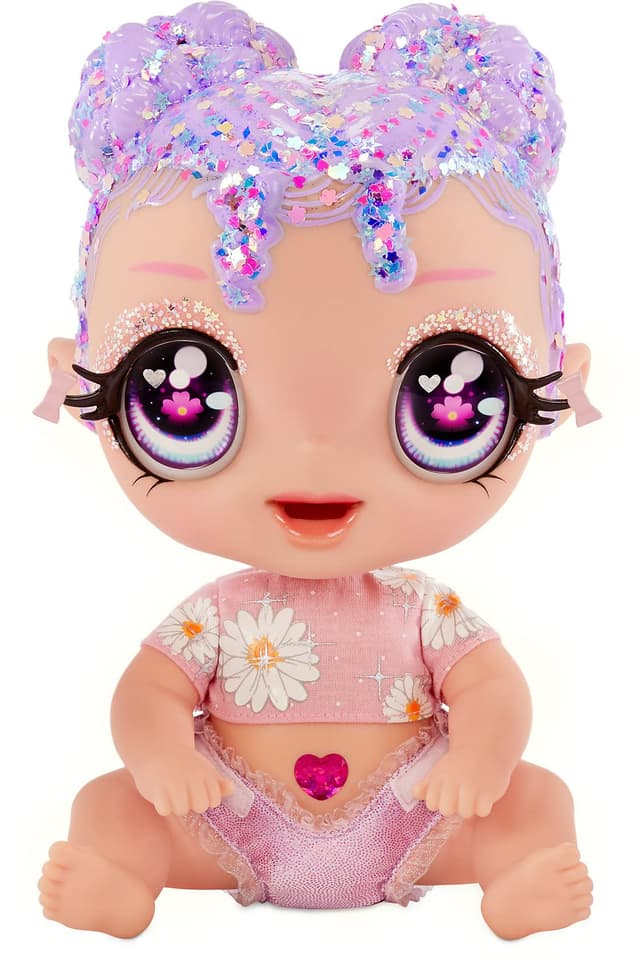 🌺 MGA Glitter Babyz - LILA WILDBLOOM - Babypuppe mit 3 magischen Farbwechseln 🌈