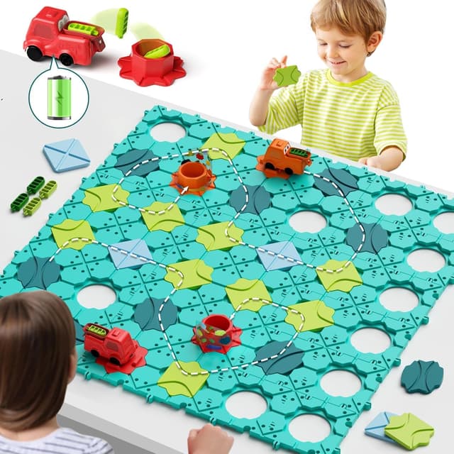 🎲🧩 STEM Brettspiele Kinderspielzeug: Logischer Straßenbauer, Lernlabyrinth, Denkaufgaben - 4-8 Jahre
