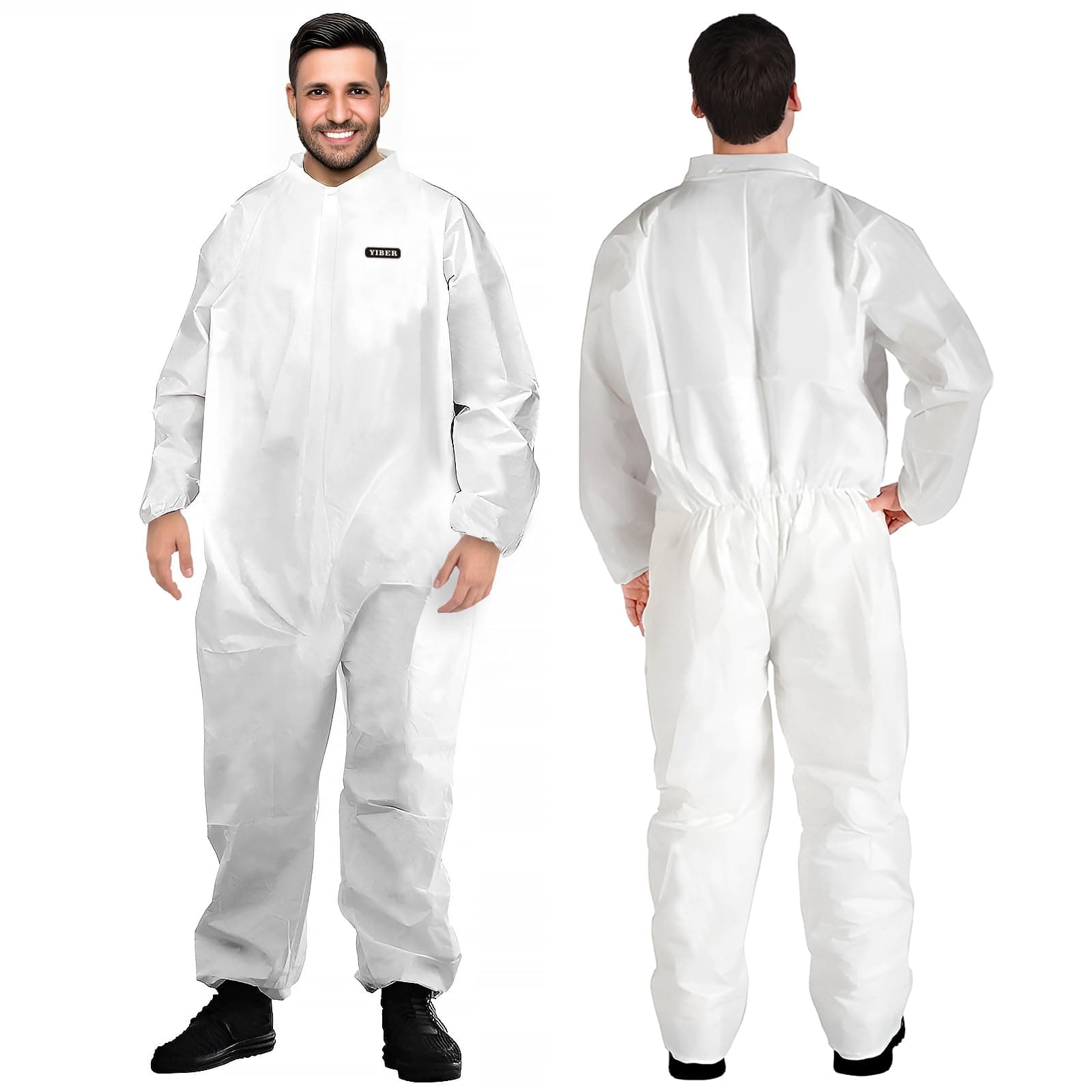 YIBER Einweg-Overall Schutzanzüge | Ganzkörperschutzanzüge in 7 Größen mit strapazierfähigem PPSB-Material & PE-Folie ⭐️👷‍♂️