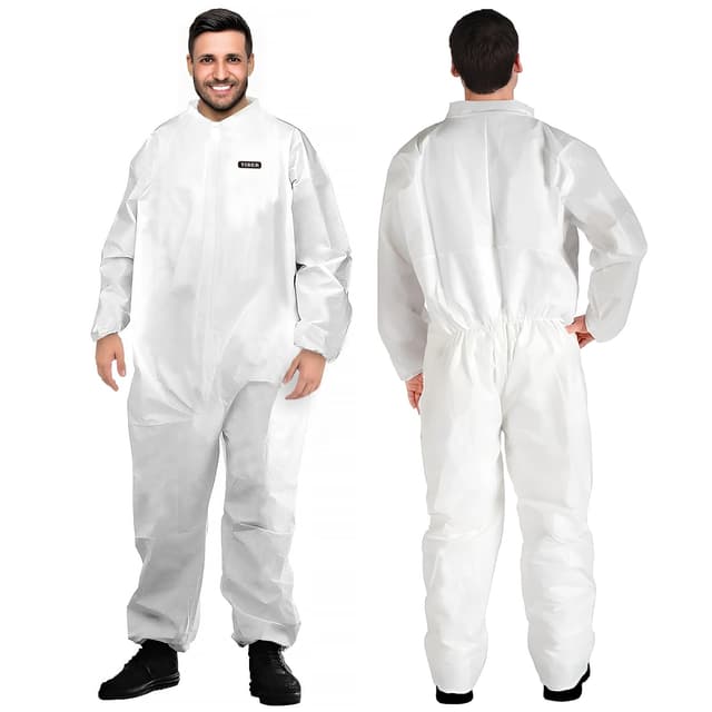 YIBER Einweg-Overall Schutzanzüge | Ganzkörperschutzanzüge in 7 Größen mit strapazierfähigem PPSB-Material & PE-Folie ⭐️👷‍♂️