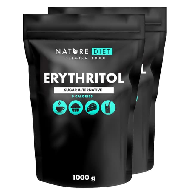 🌿🍬 Nature Diet - Erythrit 2 x 1000 g | Natürlicher Süßstoff | Null Kalorien | Zuckerersatz 1 kg (2er Pack) 🍬🌿