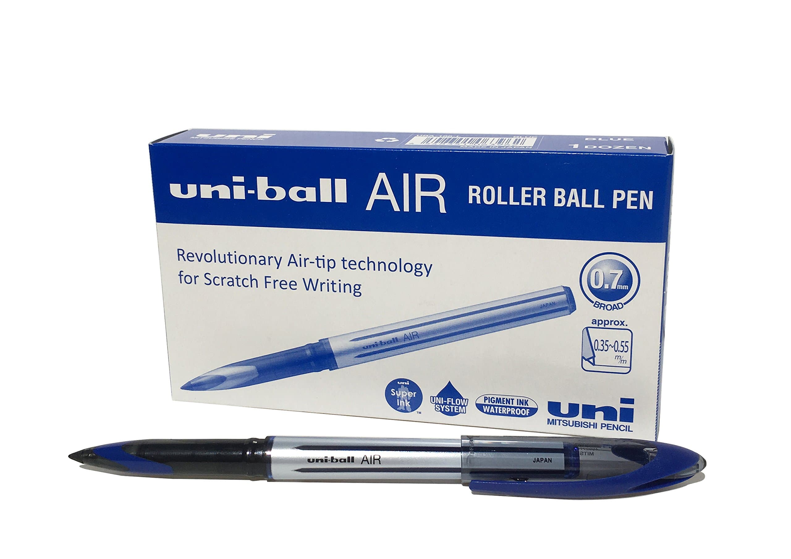 🖊️🔵 uni-ball 190512000 UB-188-L Air Kugelschreiber 12er Pack - Fälschungssicher & Elegant