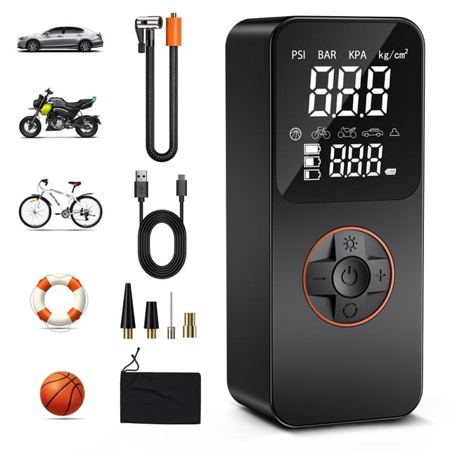 🚗 ZORUMAN Tragbarer Elektrische Luftpumpe mit 10000mAh Akku Kompressor,150 PSI Fahrradpumpe elektrisch 🚲