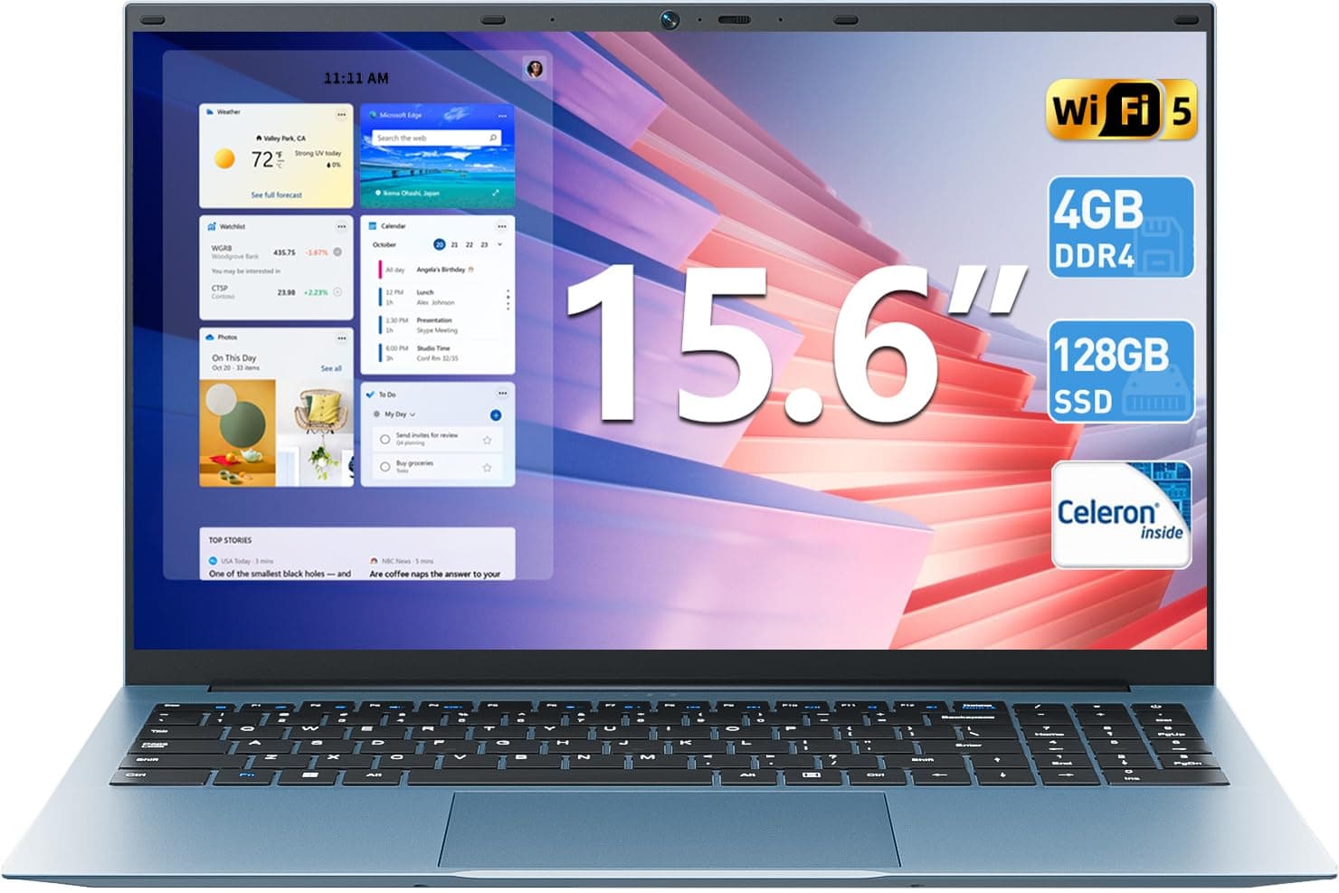 SGIN 15.6 Zoll Laptop, 4GB RAM 128GB SSD Home 11 Notebook 🚀🌈