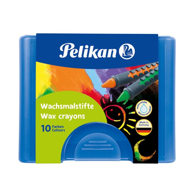 🎨 Super Deal! Pelikan 2056075 Wachsmalstifte Box - 10 Stifte in einer Schiebehülse 🖍️