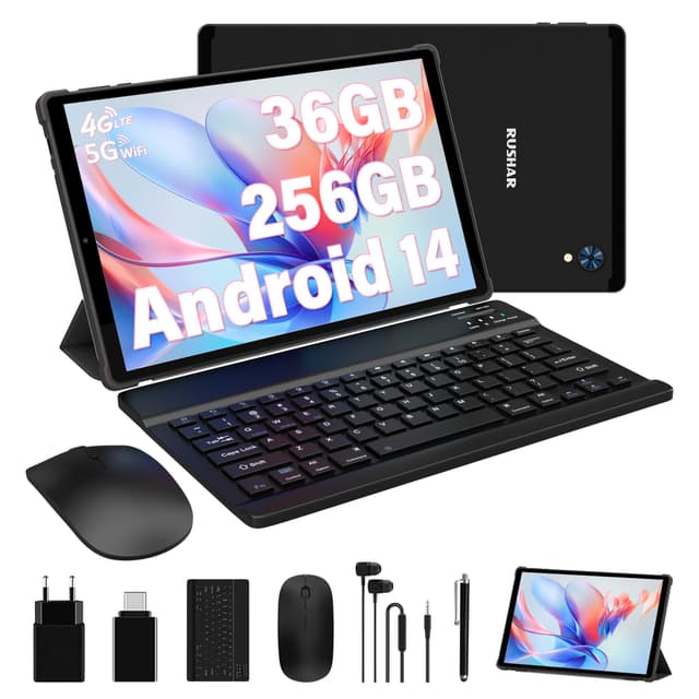 🚀 Super Angebot: RUSHAR Tablet 10.4 Zoll Android 14 - 36GB RAM+256GB ROM 📱🔥