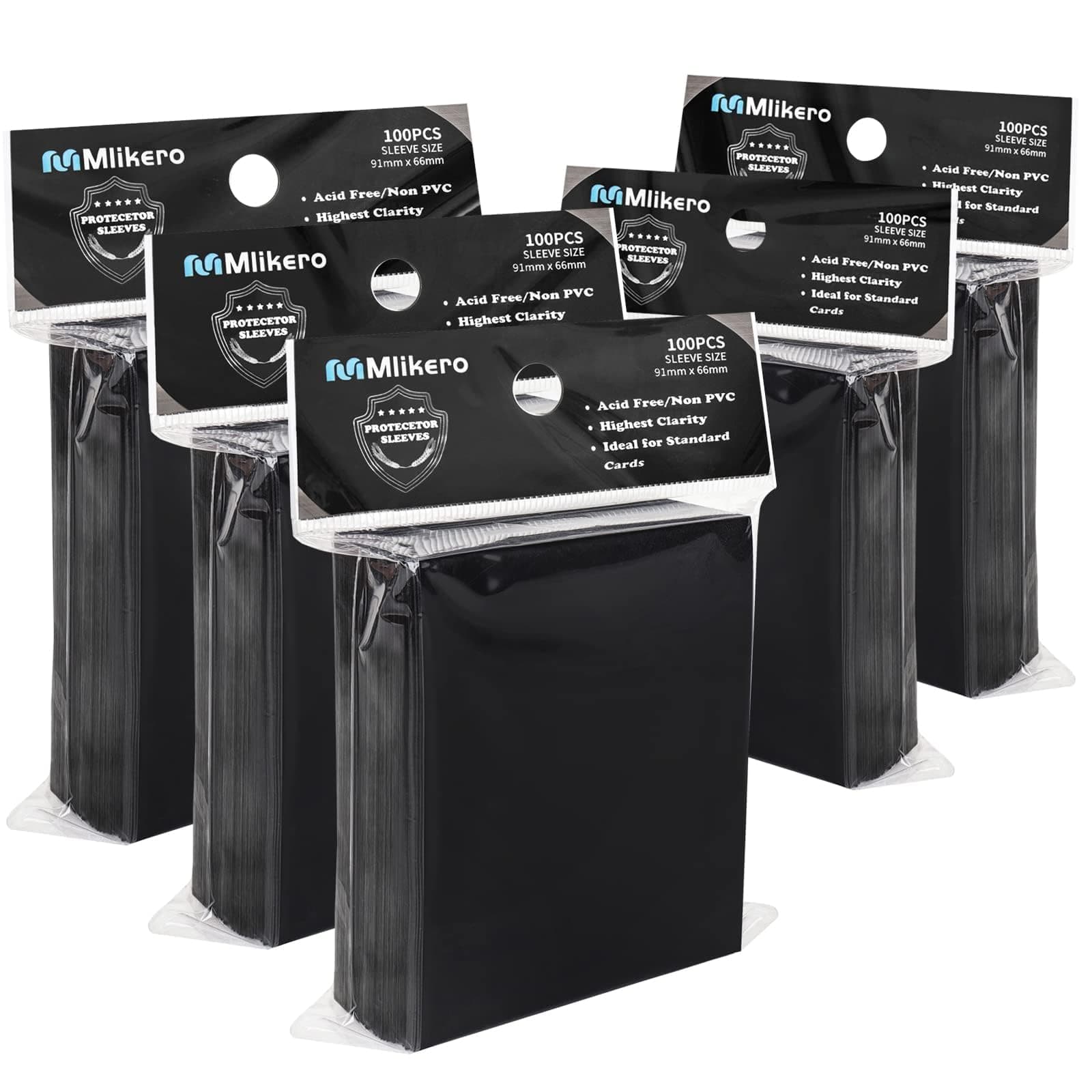 🃏🔖 Mlikero 500 Stück Weiche Sammelkartenhüllen, 66 x 91 mm Standardgröße Sammelkarten Karten Hüllen, Perfekte Passform fit für Sammelkarten, Sportkarten (Schwarz) Schwarz 500 🃏🔖
