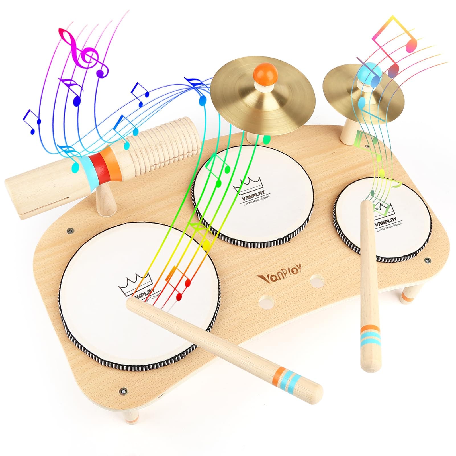 Holzspielzeug Schlagzeug Kinder 8 In 1 🥁 Musikinstrumente ab 3-5 Jahre - Montessori Spielzeug