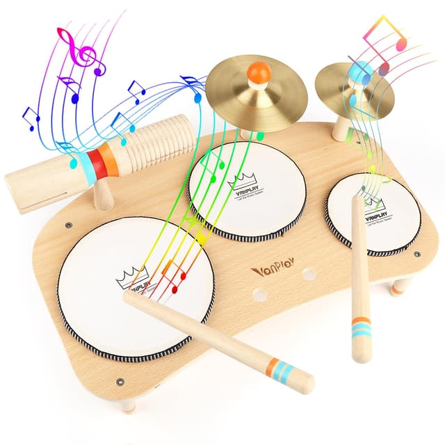Holzspielzeug Schlagzeug Kinder 8 In 1 🥁 Musikinstrumente ab 3-5 Jahre - Montessori Spielzeug