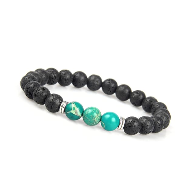 🌿 GD GOOD.designs Chakra Perlenarmband Lavastein für Herren - Naturstein Armband mit schwarzen Lava Perlen 🌿