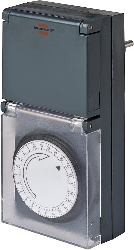 🔌🕒 Brennenstuhl Zeitschaltuhr MZ 44, mechanische Timer-Steckdose grau 1 Stück