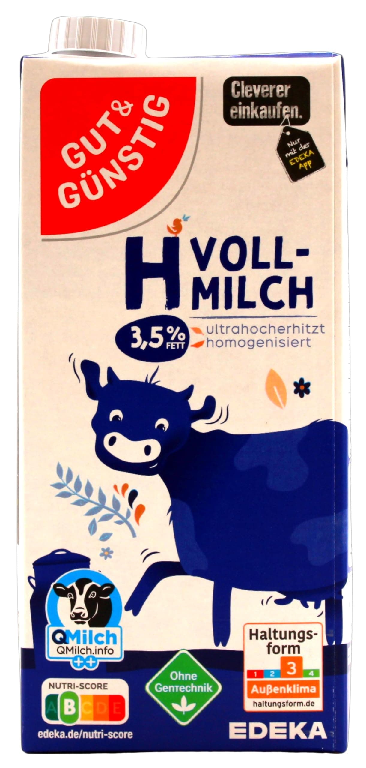 🥛 Super Deal! Gut & Günstig Flüssigkeit H-Milch 3.5%, 12er Pack (12 x 1 l), Karton
