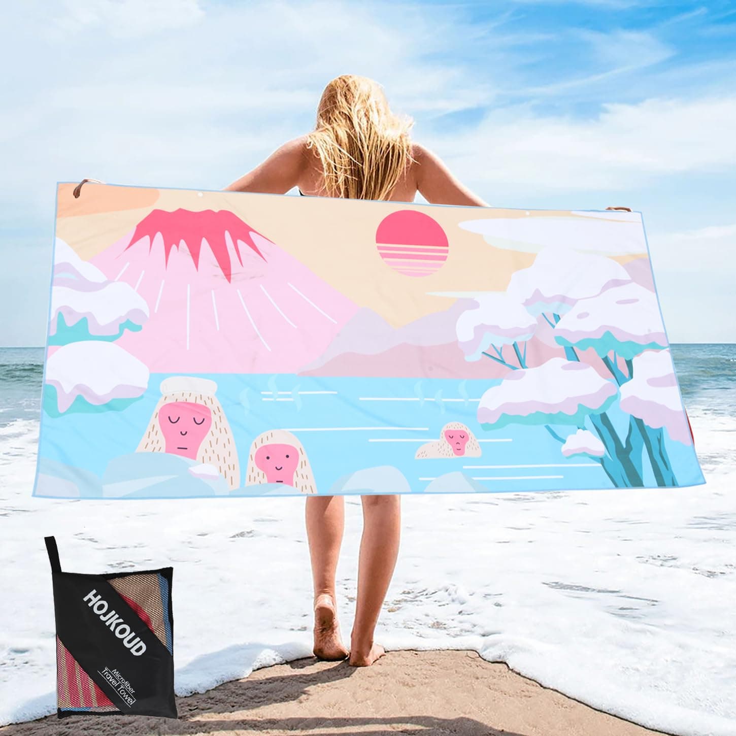 Angebot: HOJKOUD Strandtuch - Mikrofaser, ultraleicht & schnell trocknend 💦😊