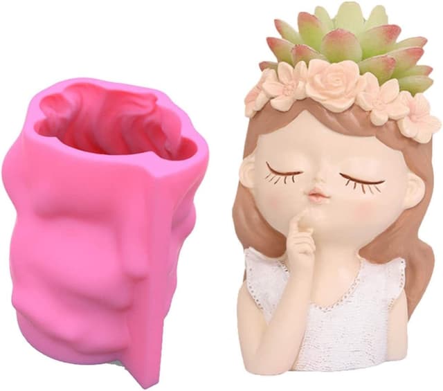 🌺 Silikon Gießform Blumentopf, Vase Silikonform 🌿 Beton Gießform Blumentopf 3D Mädchen Kopf Sukkulente Resin Formen
