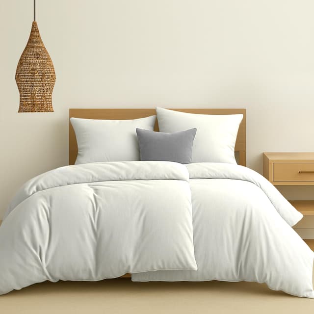 Dreamzie Bettwäsche 135x200 Baumwolle 4teilig - Weiß - 2X Bettbezug 135x200 und 2X Kissenbezug 80x80 cm